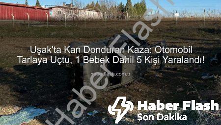 Uşak’ta Kan Donduran Kaza: Otomobil Tarlaya Uçtu, 1 Bebek Dahil 5 Kişi Yaralandı!